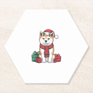 Porta-copo De Papel Akita Dog Festas de Natal Férias Papais noeis de N