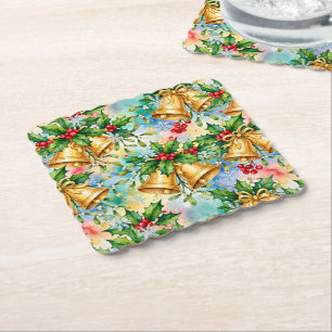 Porta-copo De Papel Alegre Natal Colorido Dourado Sininhos Azevinho