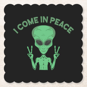Porta-copo De Papel Alienígena Verde Eu Venho Em Paz Extraterrestre OV