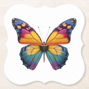 Porta-copo De Papel Almofada com um desenho de uma Borboleta colorida.