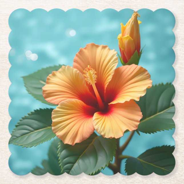 Porta-copo De Papel Aloha Elegance: O Hibiscus Laranja Havaiano (Frente)