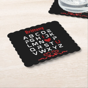 Porta-copo De Papel Alphabet Chart I Love You
