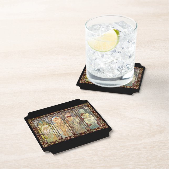 Porta-copo De Papel Alphonse Mucha - Os tempos do dia (Insitu)