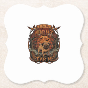 Porta-copo De Papel Am Night Fear Me Pug Halloween Moon_1
