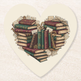Porta-copo De Papel Ama de Livros Coração Suporte de Papel