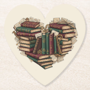 Porta-copo De Papel Ama de Livros Coração Suporte de Papel
