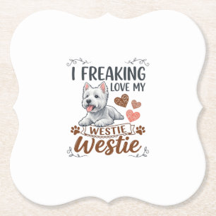 Porta-copo De Papel Amando Muito Corações e Patas de Cães Westie_1