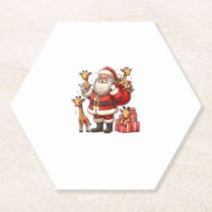 Porta-copo De Papel American Santa Claus segurando Girafa presente Nat