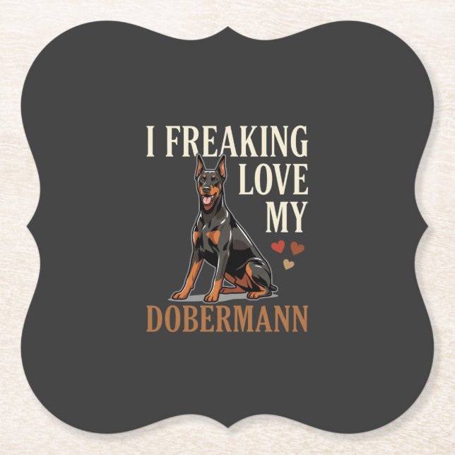 Porta-copo De Papel Amor Dobermann Amante de Cachorro (Frente)