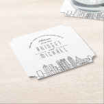 Porta-copo De Papel Amor em Atlanta | Cidade Skyline Welcome<br><div class="desc">Um conjunto único de coasters com o tema do horizonte de deco, adaptado especificamente ao seu futuro casamento, janto de ensaio ou festa de noivado na bela cidade de Atlanta, Geórgia. Eles apresentam uma saudação no topo, seguida pelo nome da cidade e pela data do seu casamento ou evento. Abaixo...</div>