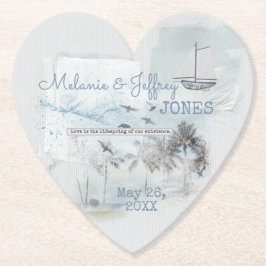 Porta-copo De Papel Amor Em Uma Praia