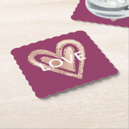 Porta-copo De Papel Amor Magenta Blush Coração Rosa
