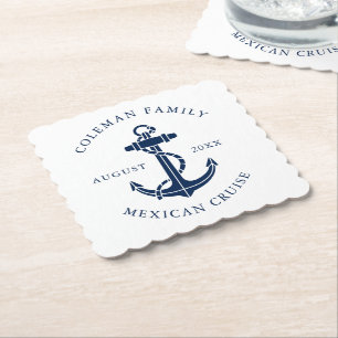 Porta-copo De Papel Âncora de Barco Náutico Família Cruzeiro Personali