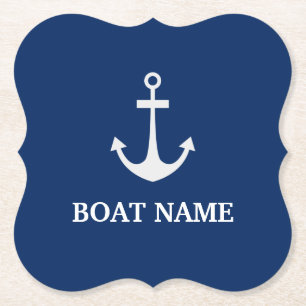 Porta-copo De Papel Âncora Náutica Azul Nome do Barco