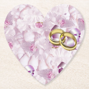 Porta-copo De Papel Anéis De Casamento E Rosas, Portas copos De Papel