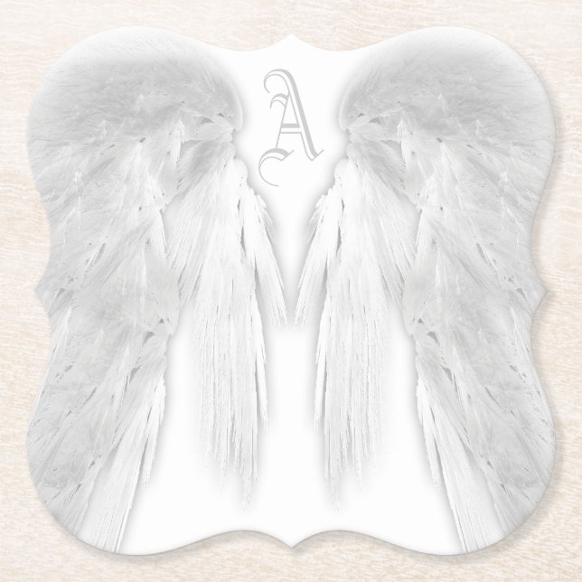 Porta-copo De Papel ANGEL WINGS Monograma Branco (Frente)