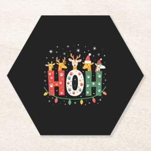 Porta-copo De Papel Animação de Girafa com Chapéu de Natal Ho Ho Ho