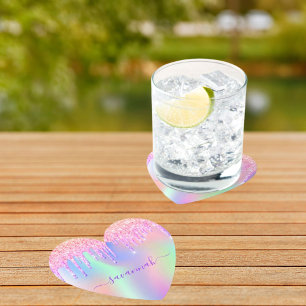 Porta-copo De Papel Aniversário arco-íris dourado rosa brilhante iride