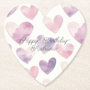 Porta-copo De Papel Aniversário Corações Rosa Menina 