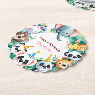 Porta-copo De Papel Aniversário da Criança de Animais Selvagens Selvag