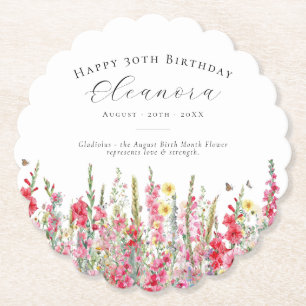 Porta-copo De Papel aniversário de 30 anos August Birth Flower Persona