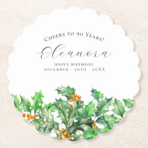 Porta-copo De Papel Aniversário de 90 anos Flor de Nascimento de Dezem