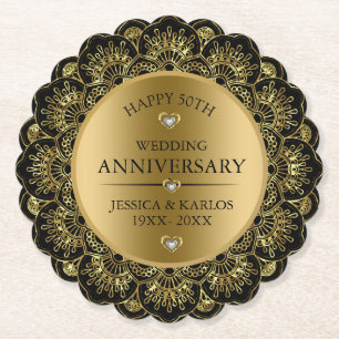 Porta-copo De Papel Aniversário de casamento Dourado do ouro da