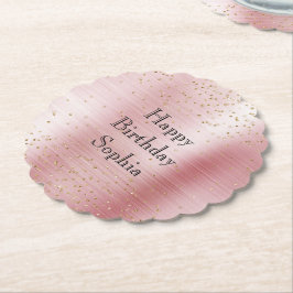Porta-copo De Papel Aniversário de Confetti com Gelado Rosa Dourado Br
