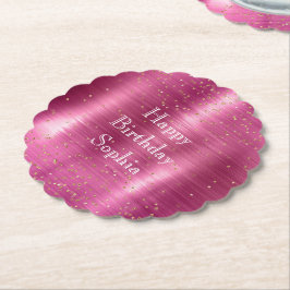 Porta-copo De Papel Aniversário de Confetti, Dourado, Glam-Rosa