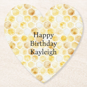 Porta-copo De Papel Aniversário do Dourado Yellow Honeycomb