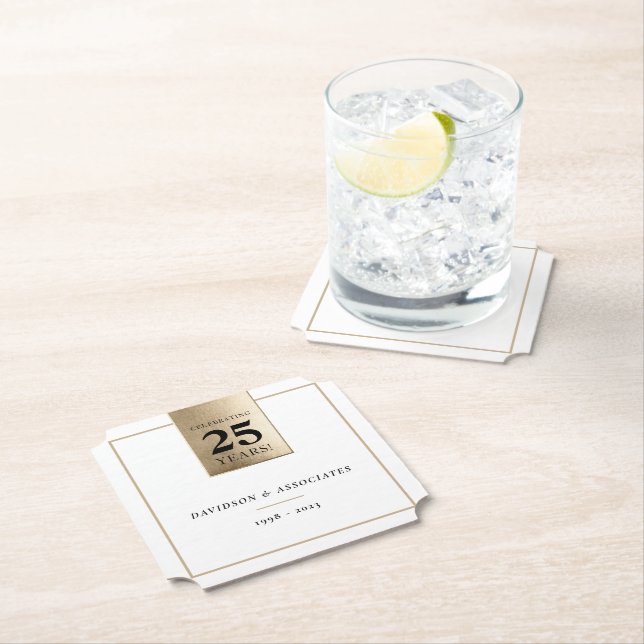 Porta-copo De Papel ANIVERSÁRIO EMPRESARIAL Ouro branco preto (Insitu)