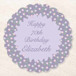 Porta-copo De Papel Aniversário Floral Roxo