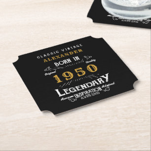 Porta-copo De Papel Aniversário Personalizado 1950 Legendário Negro 