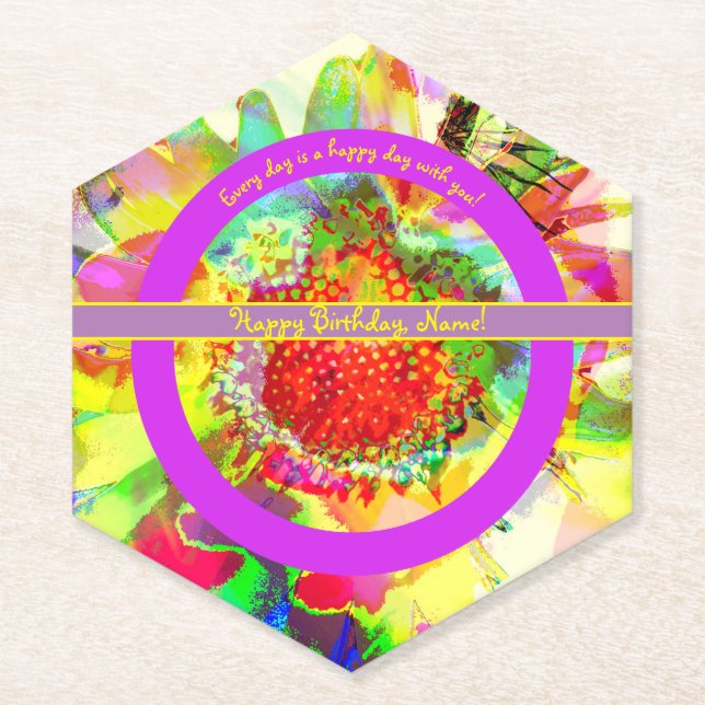 Porta-copo De Papel Aniversário Personalizado com Multicores abstrato (Frente)