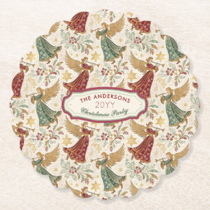 Porta-copo De Papel Anjos de Natal Vintage Personalizados Descartáveis