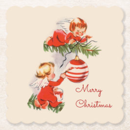 Porta-copo De Papel Anjos decorando a Porta copos da Árvore de Natal