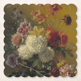 Porta-copo De Papel Antigo Mestre Holandês Floral Georgius van Os 1820
