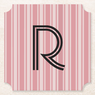 Porta-copo De Papel Apoio de Papel com Listras Rosa e Monograma