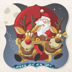 Porta-copo De Papel Apoio de Papel do Papai Noel & Rena de Natal