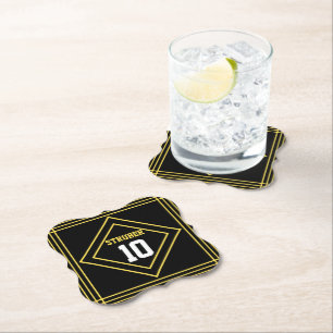 Porta-copo De Papel Apoio de papel preto e amarelo inspirado em esport