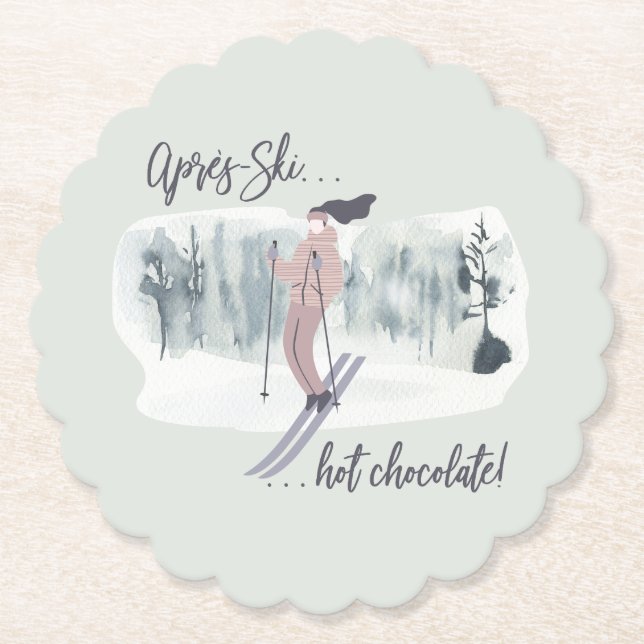 Porta-copo De Papel Após Esquiar Chocolate Quente (Frente)