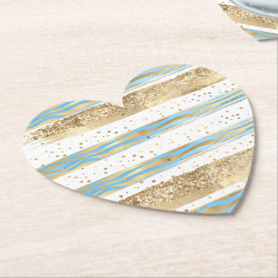 Porta-copo De Papel Aqua Blue Dourado Litter Confetti Zebra Animal