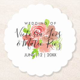 Porta-copo De Papel Aquarela Floral Rosa Bege Blush Folha Casamento