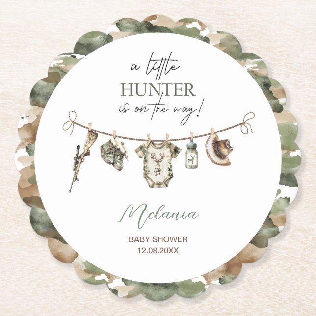 Porta-copo De Papel Aquarela Pequeno chá de fraldas Caçador (Frente)