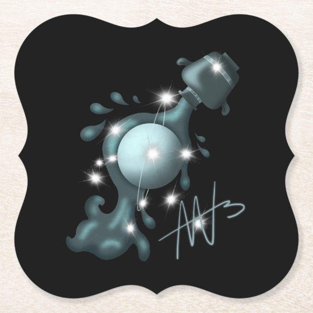 Porta-copo De Papel Aquário Cósmico Urano Zodiac (Frente)