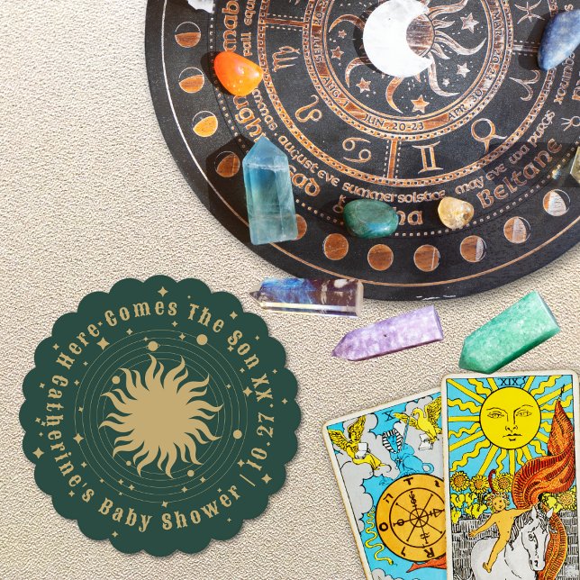 Porta-copo De Papel Aqui Vem O Filho | Chá de fraldas celestial (Criador carregado)