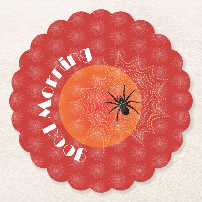 Porta-copo De Papel Aranha de cruz na rede base para copos (Frente)