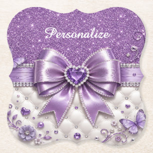 Porta-copo De Papel Arco de Coração com Brilho Roxo Design Personaliza