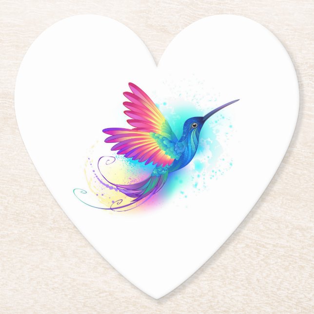 Porta-copo De Papel Arco-Íris Exótico Hummingbird (Frente)