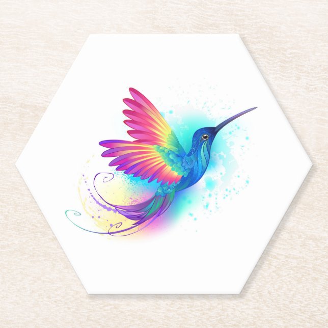 Porta-copo De Papel Arco-Íris Exótico Hummingbird (Frente)